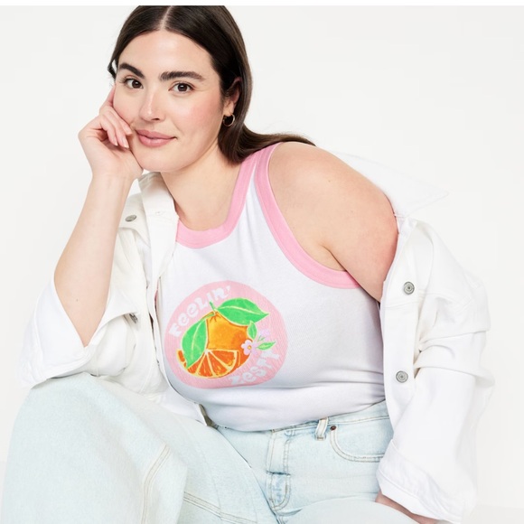 NWT OLD NAVY Graphic Crop Tank Top Color: Calla Lilies - Picture 4 of 6